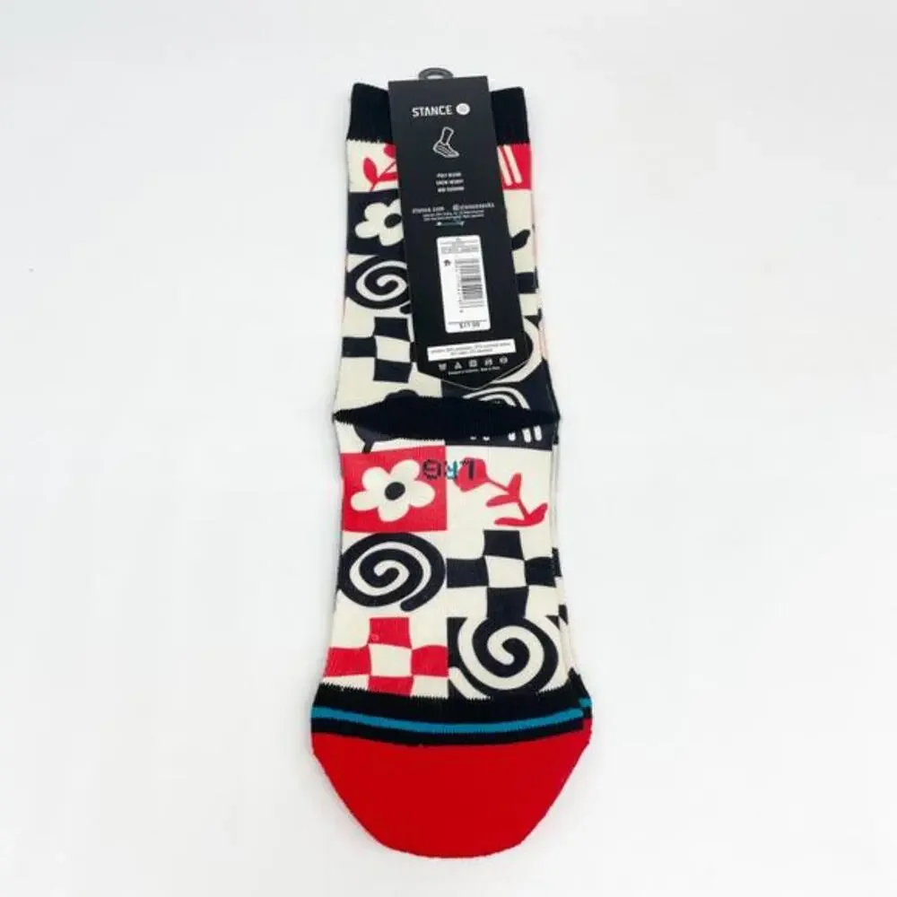 Stance Kid's Crew Polyester Wade Collection Icon Casual Socks Smiley Face Size L